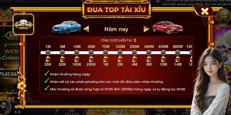 Đua top Tài Xỉu là một trong những khuyến mãi Sao789 tiêu biểu
