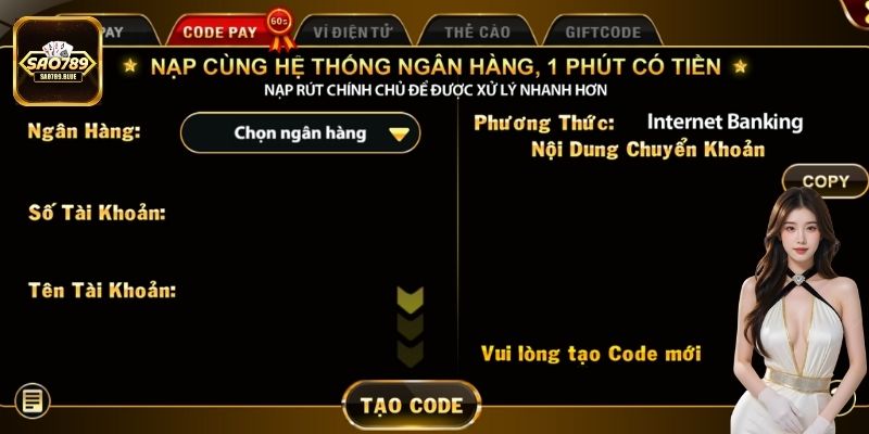 Hướng dẫn nhanh cách nạp tiền tại cổng game Sao789