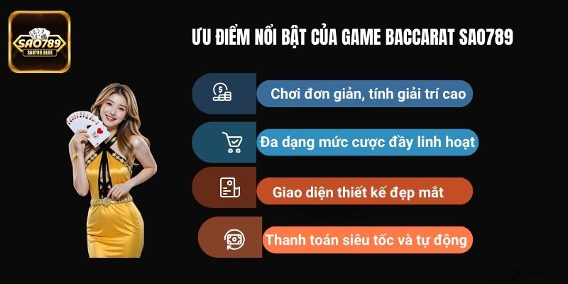 Tổng hợp các ưu điểm nổi bật của game Baccarat Sao789