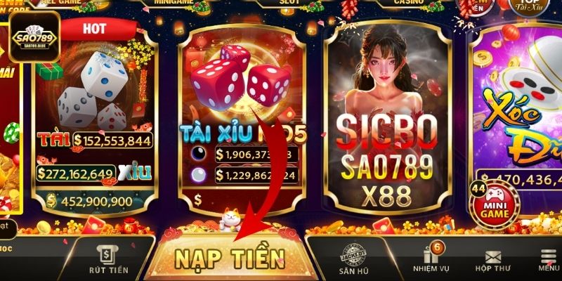 Truy cập vào cổng game chọn mục nạp tiền